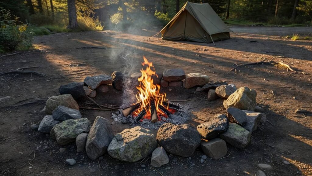 How to Build a Fire Pit Out of Rocks at a Campsite